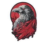 EMBROVERSE Mystic Raven Blood Moon Back Patch - Gothic Feathered Crow Premium Embroidered Iron-On Statement Piece for Jackets - 10 x 14.6 inches