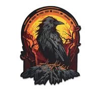 EMBROVERSE Mystic Raven Moonlight Embroidered Back Patch - Eerie Witchy Crow Art, Gothic Night Nature Bird Jacket Embellishment, Iron-On, 10 x 13 inches