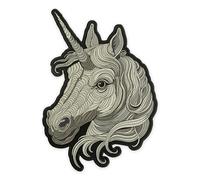 EMBROVERSE White Fantasy Unicorn Embroidered Back Patch - Oversized Iron-On Mystical Appliqué in 4 Colors for Fairy-Core Jackets, Vests & Festival Bags 12.9 × 18.1 inches