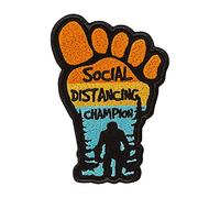 EMBROVERSE Yeti Social Distancing Champion Patch - Bigfoot Sasquatch Cryptozoology Paranormal Monster - Embroidered Iron On Patches - Size: 4.3 x 3 inches