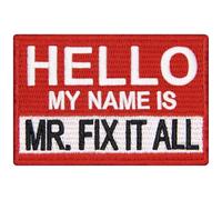 EmbTao Hello My Name is Mr. Fix It All Patch Embroidered Applique Iron On Sew On Emblem