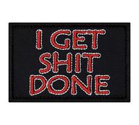 EmbTao I Get Sht Done Patch Embroidered Biker Badge Fastener Hook and Loop Emblem