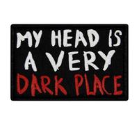 EmbTao My Head is A Very Dark Place Patch Embroidered Biker Badge Funny Applique Fastener Hook and Loop Emblem