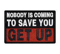EmbTao Nobody is Coming to Save You Get Up Patch Embroidered Biker Funny Badge Applique Hook & Loop Emblem