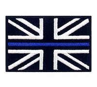 EmbTao Tactical Thin Blue Line UK Flag Patch Great Britain Embroidered Applique British Union Jack Iron On Sew On National Emblem