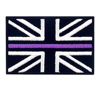 EmbTao Tactical Thin Purple Line UK Flag Patch Great Britain Embroidered Applique British Union Jack Iron On Sew On National Emblem