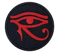 EmbTao The Eye of Horus Wedjat Patch Embroidered Badge Biker Applique Iron On Sew On Emblem, Red & Black