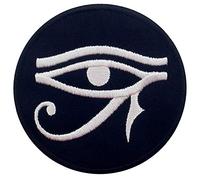 EmbTao The Eye of Ra Sun God Patch Embroidered Applique Iron On Sew On Emblem, White & Black