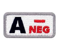 EmbTao Type A Negative Tactical Blood Type Patch Embroidered Morale Applique Fastener Hook & Loop Emblem - Black & Red - 2"x1"