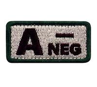 EmbTao Type A Negative Tactical Blood Type Patch Embroidered Morale Applique Fastener Hook & Loop Emblem - Khaki & Green - 2"x1"