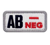 EmbTao Type AB Negative Tactical Blood Type Patch Embroidered Morale Applique Fastener Hook & Loop Emblem - Black & Red - 2"x1"