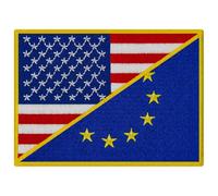 EmbTao USA American EU European Union Flag Patch Embroidered Applique Iron On Sew On National Emblem