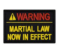 EmbTao Warning Martial Law Now in Effect Patch Embroidered Funny Biker Badge Applique Hook & Loop Emblem