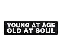 EmbTao Young at Age Old at Soul Patch Embroidered Biker Badge Morale Applique Fastener Hook and Loop Emblem
