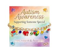 Embtrem Autism Awareness Bracelet Puzzle Piece Heart BE KIND Rainbow Beaded Jewelry Autism Support & Acceptance Gifts for Neurodiverse Community, L, no gemstone