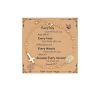 Embtrem Cross Bracelet for Women Rosary Beads Catholic Virgin Mary Charm Link Chain Christian Religious Jewelry Gifts for Christmas Birthday Christmas