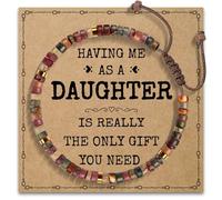 Embtrem Daughter in Law Gifts Braided Bracelets Gift for Daughter in Law Beaded Bracelet for Birthday Anniversary Special Occasions Jewelry Gifts, L, 木, no gemstone