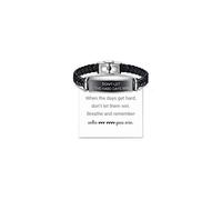 Embtrem Don’t Let The Hard Days Win Bracelet, Inspirational Leather Bracelet for Men Women, Motivational Strength Jewelry Gift for Him Her, Engraved Encouragement Cuff Bracelets, L, no gemstone