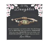 Embtrem Gifts for Daughter Rope Bracelet for Women Braided Bracelets Flower Leaf Bracelet Birthday Jewelry Gifts for Daughter from Mom Dad, L, 陶瓷, no gemstone