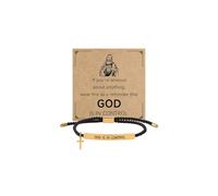 Embtrem God Is In Control Bracelet Inspirational Bracelets For Women Men Adjustable Braided Engraving Tube Cross Bracelet Faith Christian Festival Jewelry Gifts, L, no gemstone