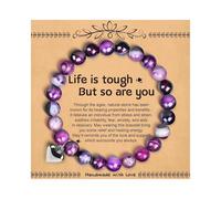 Embtrem Life Is Tough But So Are You Purple Beaded Bracelets Wave Bracelet for Women Jewelry Gifts for Women, L, Stone, no gemstone