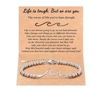 Embtrem Life Is Tough But So Are You Remember Who The F You Are Bracelet Wave Bracelet for Women Jewelry Gifts, L, Stainless Steel, no gemstone