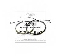 Embtrem Matching Bracelets for Couples Morse Code Bracelets Mini Beads Adjustable Trendy Gifts for Boyfriend Husband Girlfriend Boho Fashion Jewelry Birthady Couples Gifts, L, no gemstone