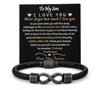 Embtrem Mens Leather Bracelet Infinity Bracelet for Men Braided Leather Wristband Son Husband Father Gift Forever Symbol Mens Bracelets Jewelry, L, no gemstone