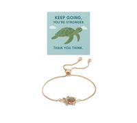 Embtrem Sea Turtle Tracking Bracelet for Women Men Animal Tracking Bracelet Keep Going Wildlife Ocean Conservation Bracelets Turtle Trendy Chain Jewelry Birthday Gifts, L, no gemstone