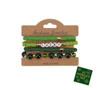 Embtrem St. Patrick's Day Irish Bracelet Set for Women Lucky Three Leaf Leprechaun Hat IRISH/LUCKY Letter Green Yellow Stackable Bracelets St. Patrick's Day Gifts for Her Irish Festival Jewelry, L, no