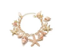 Embtrem Starfish Bracelet Seashell Charm Bracelets for Women Gold Pearl Bracelet Summer Jewelry Beach Gifts Accessories for Women Vacation, L, no gemstone