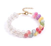 Embtrem Summer Dopamine Necklace UV Reactive Colorful Rainbow Beaded Necklace Dopamine Jewelry Set Color Changing Mood Necklaces Bracelet Earrings Summer Beach Vacation Gift for Women, L, no gemstone