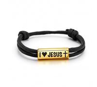 Embtrem Wwid Bracelet Jesus Love you Bracekets for Women Men Black Paracord What Would Jesus Do Cross Adjustable Jewelry Gifts for Christian Christmas, L, no gemstone
