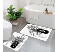 EMCLKS 2 Pieces Bath Mat Set,Machine Washable & Non Slip Bath Mats for Bathroom Set,Soft Superfine fiber Bathroom Rugs Mat,Octopus Logo Design for Creative Business. Vector Logo Template.