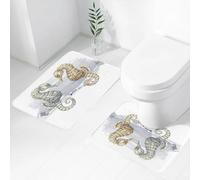 EMCLKS 2 Pieces Bath Mat Set,Machine Washable & Non Slip Bath Mats for Bathroom Set,Soft Superfine fiber Bathroom Rugs Mat,Summer background seahorse over grunge background