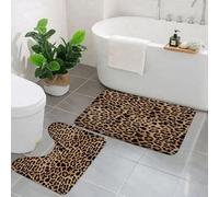 EMCLKS 2 Pieces Bath Mat Set,Machine Washable & Non Slip Bath Mats for Bathroom Set,Soft Superfine fiber Bathroom Rugs Mat,Leopard skin pattern design for print seamless work