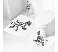 EMCLKS 2 Pieces Bath Mat Set,Machine Washable & Non Slip Bath Mats for Bathroom Set,Soft Superfine fiber Bathroom Rugs Mat,Quirky Decor, Giraffe Whistle Disguised Fancy Zo