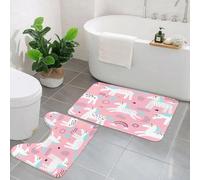 EMCLKS 2 Pieces Bath Mat Set,Machine Washable & Non Slip Bath Mats for Bathroom Set,Soft Superfine fiber Bathroom Rugs Mat,with Magic Unicorns and Rainbow. Childish Fairytale Background for Fabric il