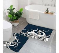 EMCLKS 2 Pieces Bath Mat Set,Machine Washable & Non Slip Bath Mats for Bathroom Set,Soft Superfine fiber Bathroom Rugs Mat,Octopus tentacles. Isolated octopus tentacles