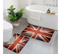 EMCLKS 2 Pieces Bath Mat Set,Machine Washable & Non Slip Bath Mats for Bathroom Set,Soft Superfine fiber Bathroom Rugs Mat,The United Kingdom or Union Jack Grunge Flag