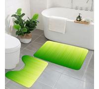EMCLKS 2 Pieces Bath Mat Set,Machine Washable & Non Slip Bath Mats for Bathroom Set,Soft Superfine fiber Bathroom Rugs Mat,Lime Green,Pin Striped Digital Background Highlight Lines Abst