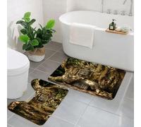 EMCLKS 2 Pieces Bath Mat Set,Machine Washable & Non Slip Bath Mats for Bathroom Set,Soft Superfine fiber Bathroom Rugs Mat,Fantasy,Fairytale in Tree Trunk in Forest with Lanterns Folk Stories Themed