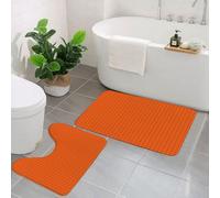 EMCLKS 2 Pieces Bath Mat Set,Machine Washable & Non Slip Bath Mats for Bathroom Set,Soft Superfine fiber Bathroom Rugs Mat,Orange geometric decoration vector mode.
