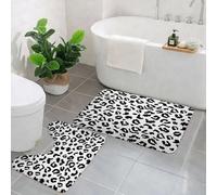 EMCLKS 2 Pieces Bath Mat Set,Machine Washable & Non Slip Bath Mats for Bathroom Set,Soft Superfine fiber Bathroom Rugs Mat,Leopard print vector seamless pattern texture