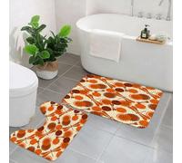 EMCLKS 2 Pieces Bath Mat Set,Machine Washable & Non Slip Bath Mats for Bathroom Set,Soft Superfine fiber Bathroom Rugs Mat,Orange Summer