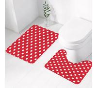 EMCLKS 2 Pieces Bath Mat Set,Machine Washable & Non Slip Bath Mats for Bathroom Set,Soft Superfine fiber Bathroom Rugs Mat,Retro, vintage polka dots with large circ shapes,