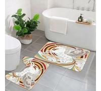 EMCLKS 2 Pieces Bath Mat Set,Machine Washable & Non Slip Bath Mats for Bathroom Set,Soft Superfine fiber Bathroom Rugs Mat,Unicorn, pop art culture graphic of the old unicorn with angel