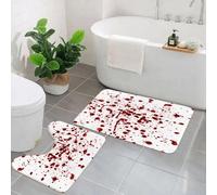EMCLKS 2 Pieces Bath Mat Set,Machine Washable & Non Slip Bath Mats for Bathroom Set,Soft Superfine fiber Bathroom Rugs Mat,Bloody Set, Splashes of Blood Grunge Style Blood Stain Horror Scary Zombie H
