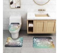 EMCLKS 3 Pieces Bath Mat Set,Machine Washable & Non Slip Bath Mats for Bathroom Set,Soft Superfine fiber Bathroom Rugs Mat,Christmas background
