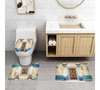 EMCLKS 3 Pieces Bath Mat Set,Machine Washable & Non Slip Bath Mats for Bathroom Set,Soft Superfine fiber Bathroom Rugs Mat,Egyptian, ancient Egyptian writing on stone An